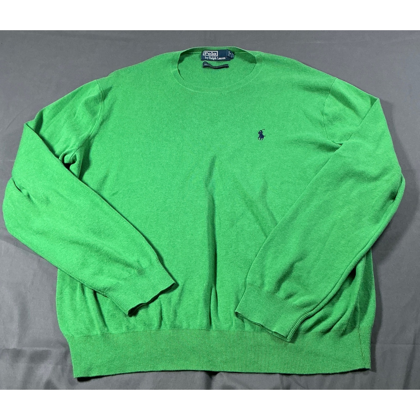 Polo Ralph Lauren Mens Xl Green 100% Pima Cotton Crewneck Sweater Pony Logo